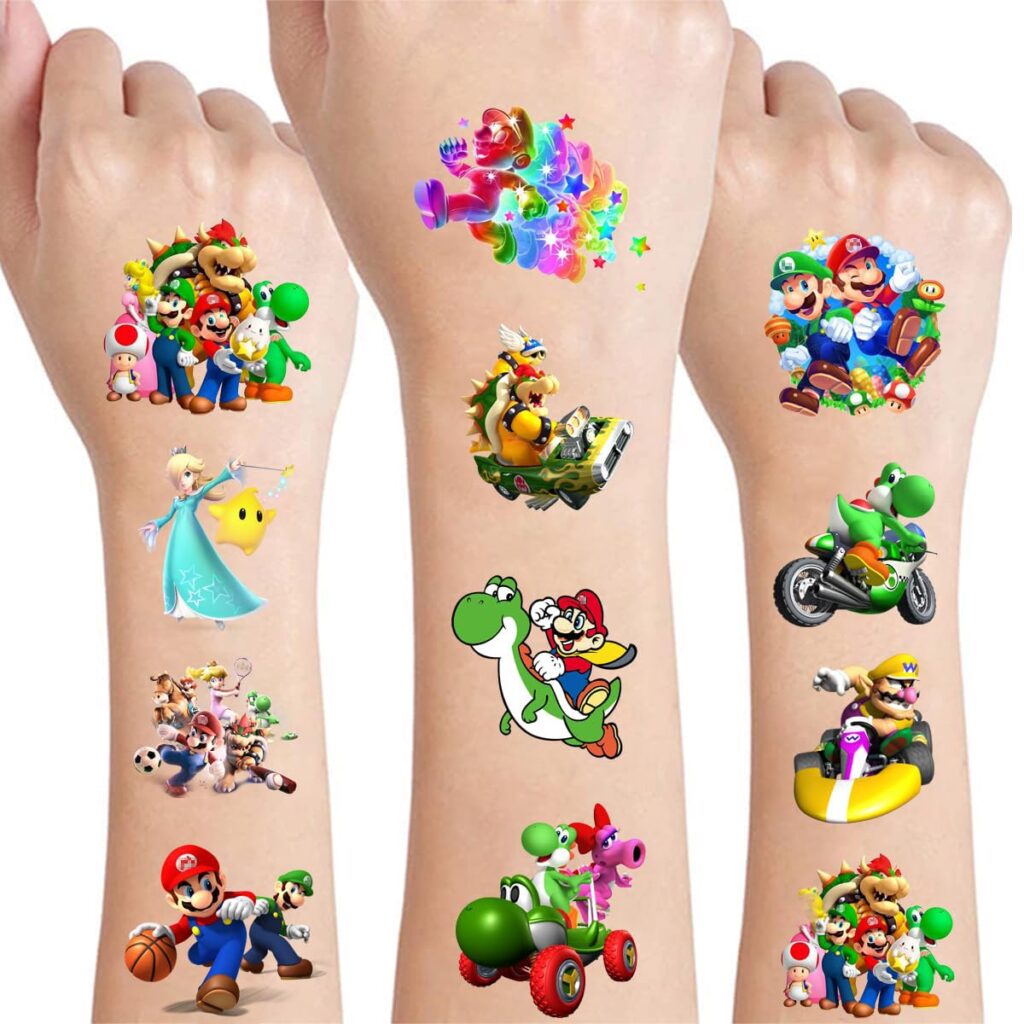 Mario Temporary Tattoos 60-Piece Pack