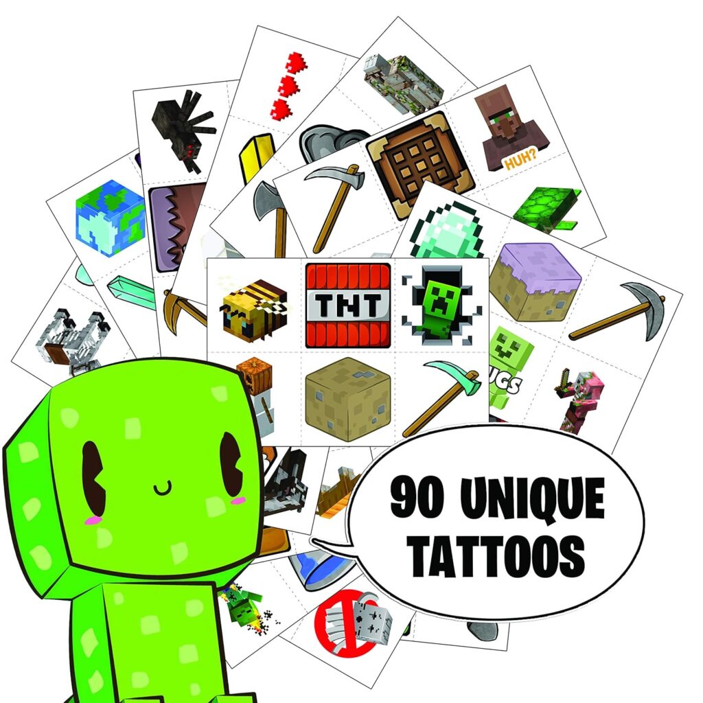 Multicolor Minecraft Tattoos (60 Count)