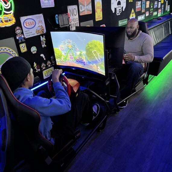 game truck rental in Westampton NJ
An awesome Level 1 Game Truck Party that began with an epic Mario Kart showdown between father and son on our Mario Kart racing simulators. The competitive energy was REAL!